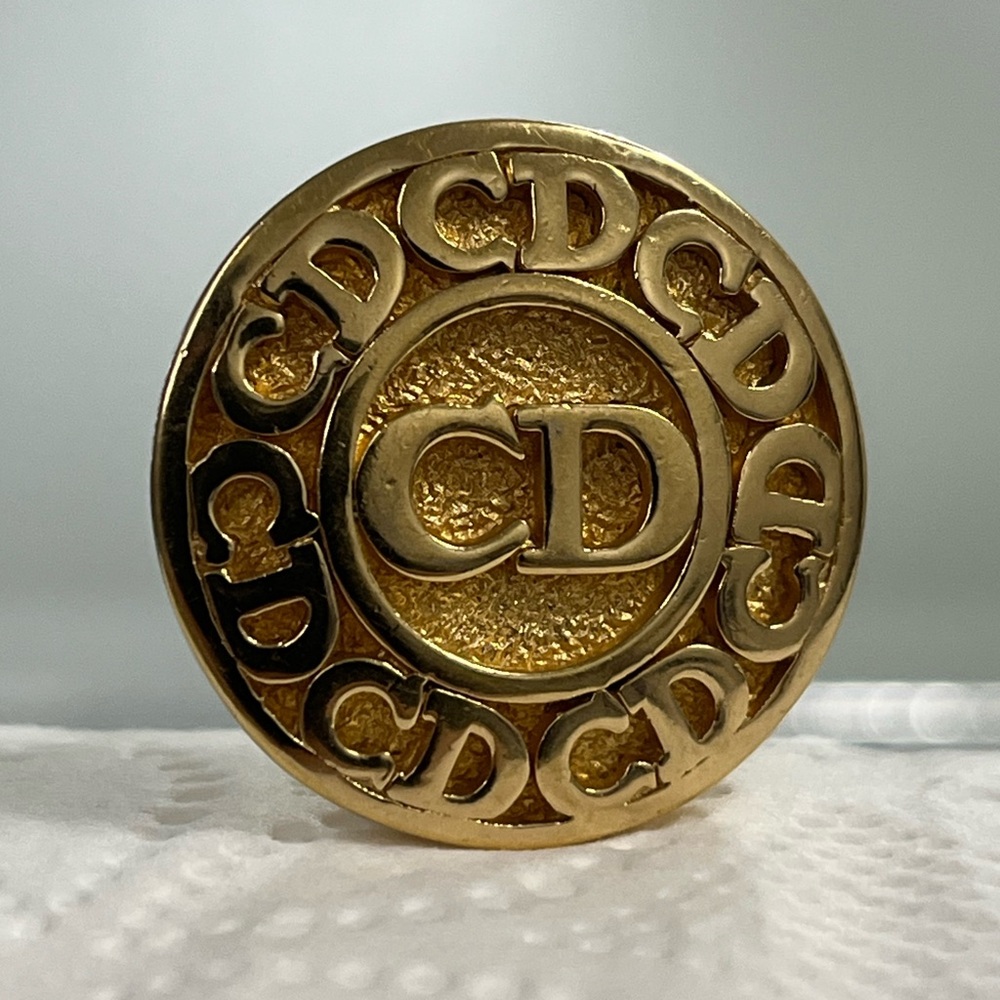 Christian Dior Authentic Vintage CD Logo Round Clip-On Earrings